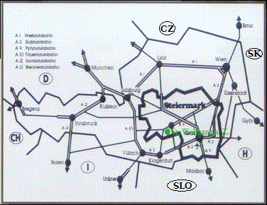Verkehrsspinne &uuml;ber &Ouml;sterreich